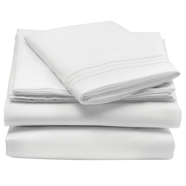 3 Pieces Wrinkle Resistant Comfortable mDesign Twin XL Size Superfine Brushed Microfiber Sheet Set White Extra Soft Bed Sheets and Pillowcase Easy Fit Deep Pockets & Breathable 